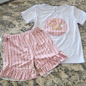 Pink Plaid Easter Girl Short Set